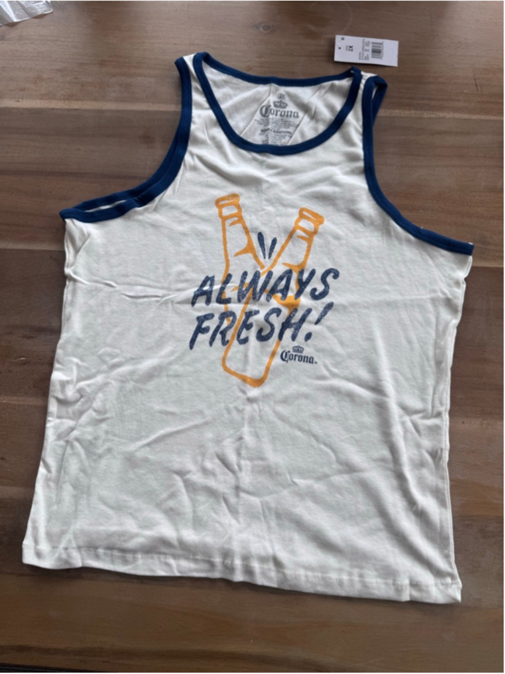 Corona Tank Top Men's XXL Off-White Navy Blue